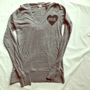 PINK Victoria Secret Gray Long Sleeve with Hood