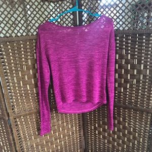 Pink sweater with crochet back