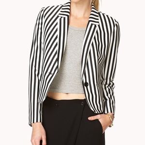 Forever 21 black and white striped blazer