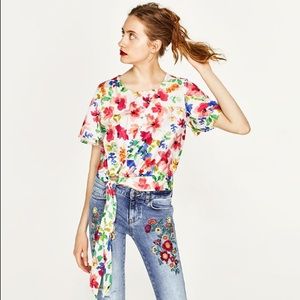 NWT Zara Floral Top XS