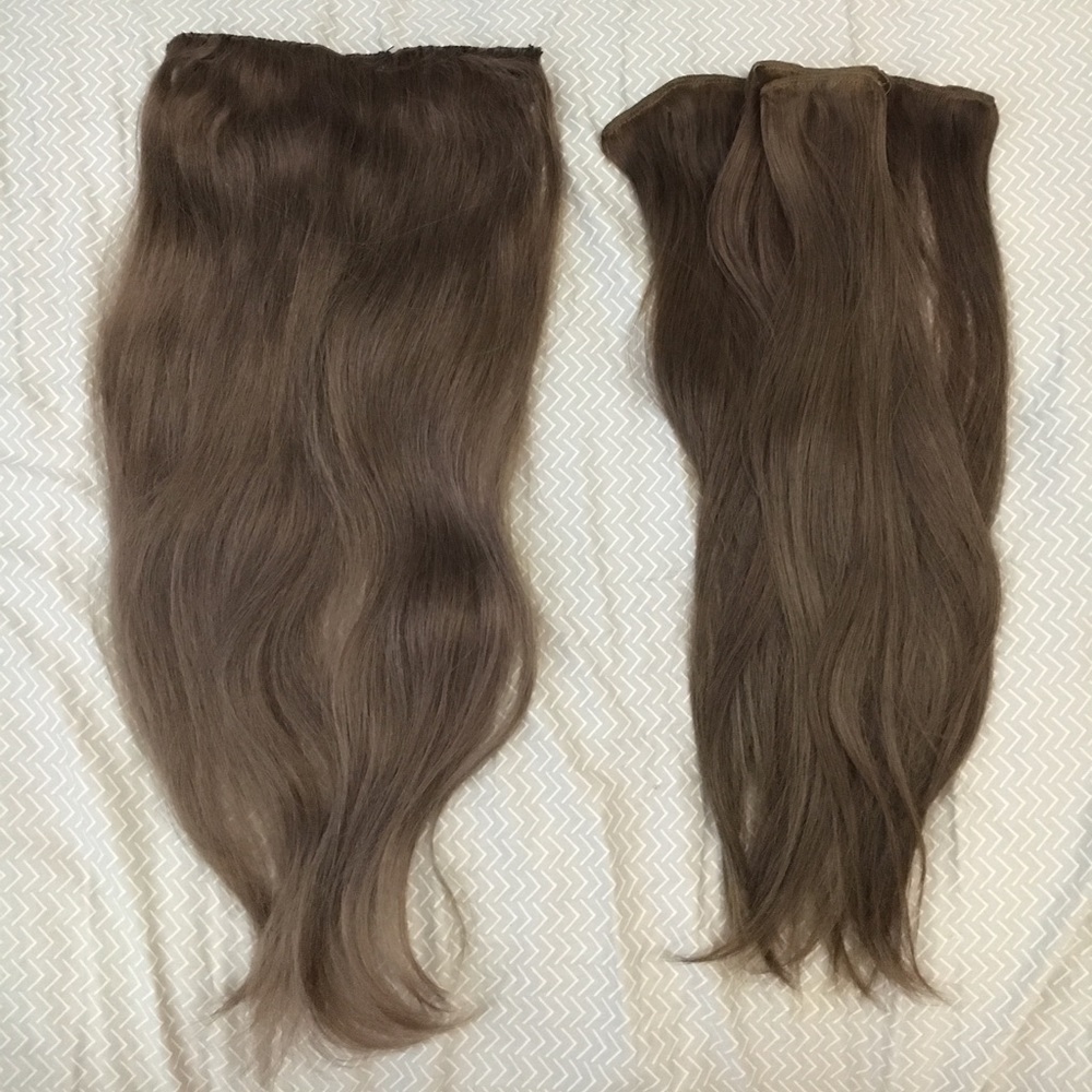 Dark ash brown human hair extensions