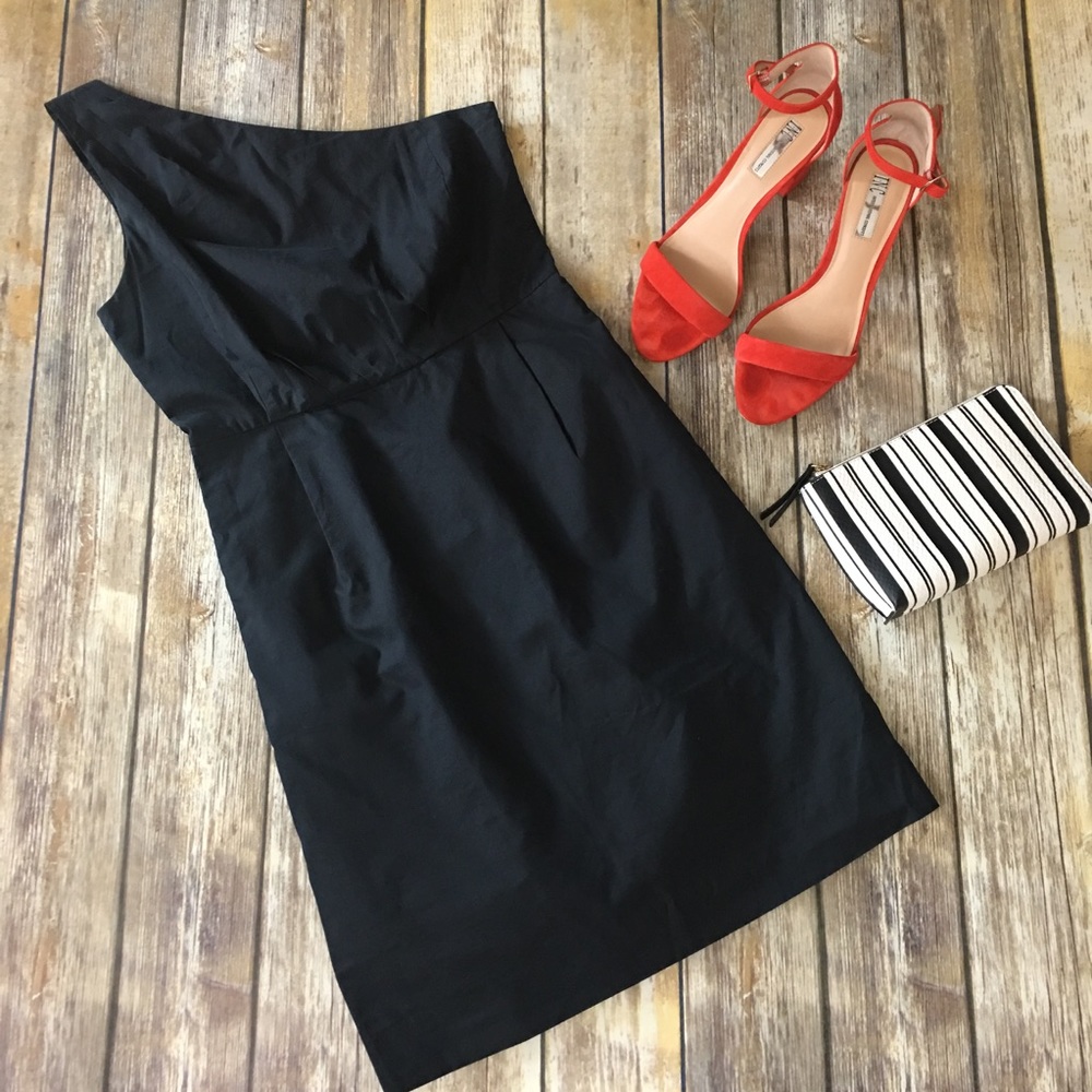 J.Crew One Shoulder Poplin Dress, Size 6 w Pockets