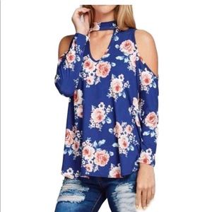 Off the shoulder floral shirt