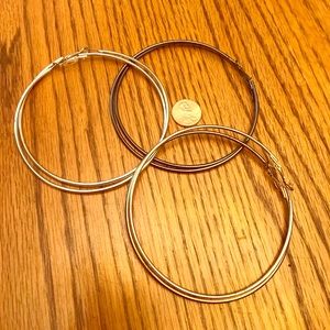 Set of 3 giant hoop earrings