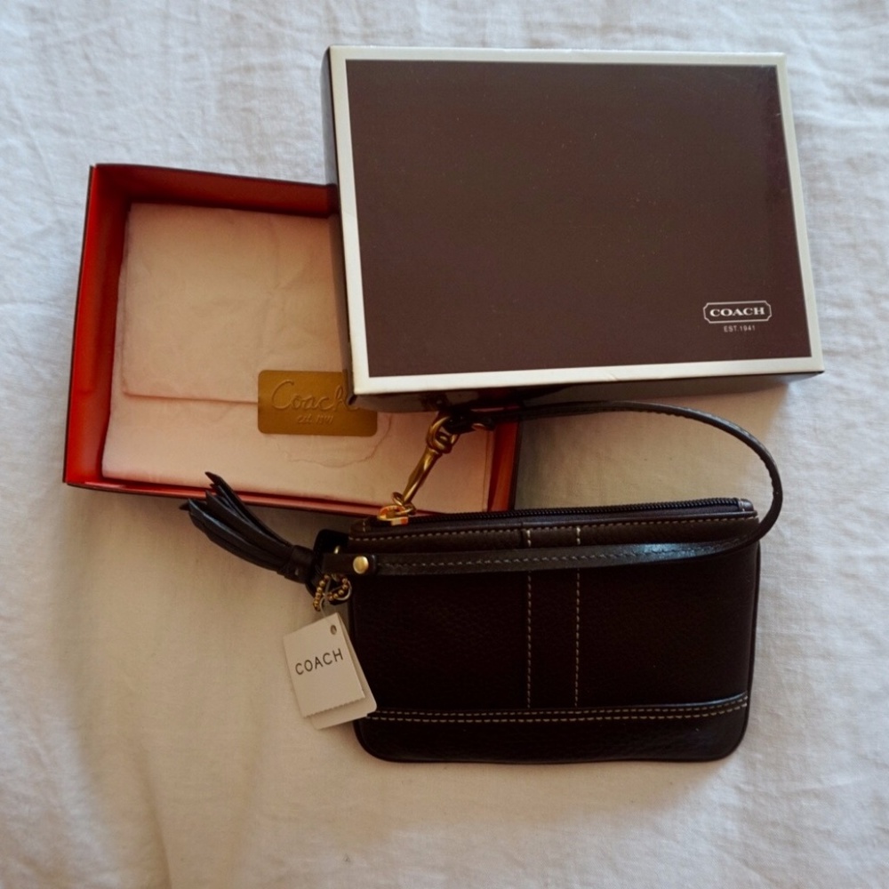 New Brown Coach Wristlet with Tags