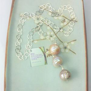 Bold Edison Pearls Sterling Silver Lariat Necklace