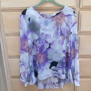 NEW Jennifer Lopez Flower Blouse Women's Size L