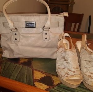 Aldo purse and coach wedges sz 10