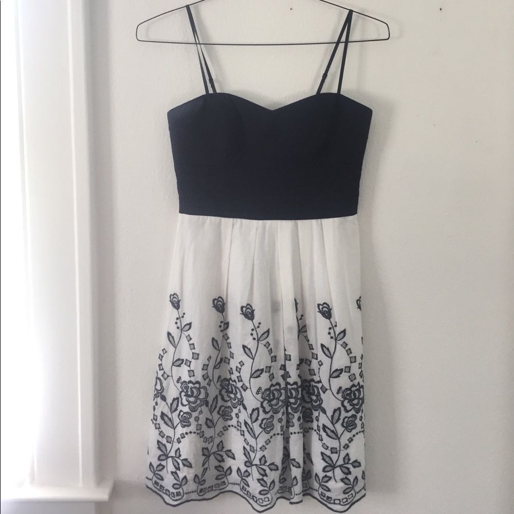 Navy blue, floral dress