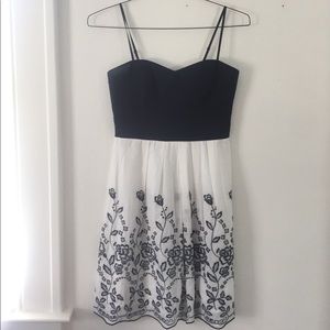 Navy blue, floral dress