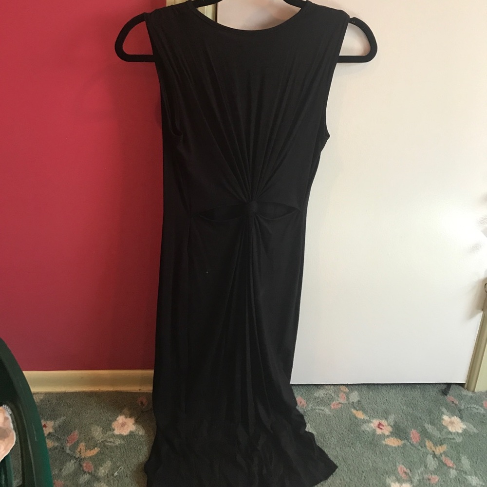 Knotted cut out black dress