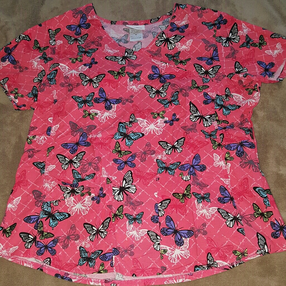 Butterfly scrub top women's size medium