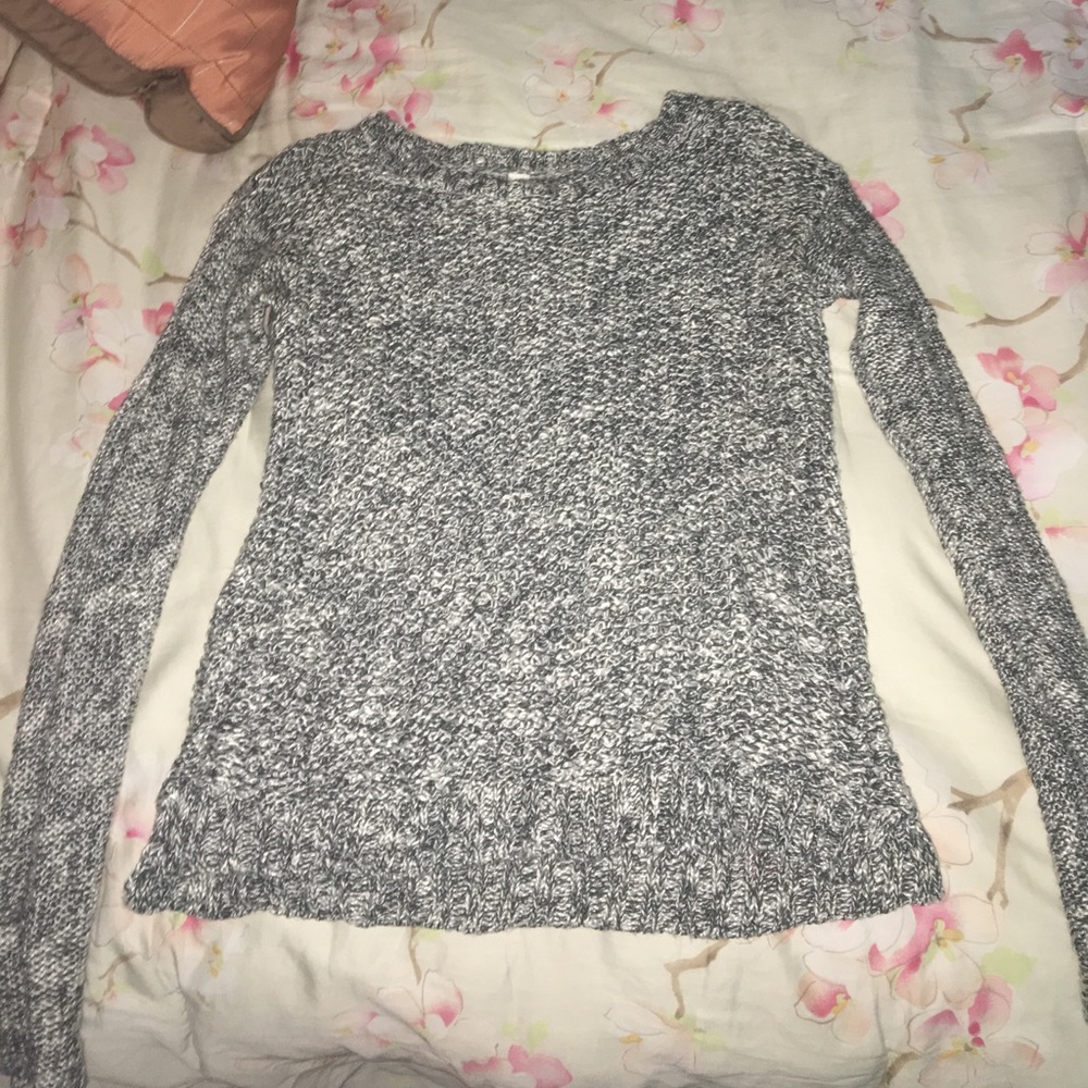 Gray and white sweater