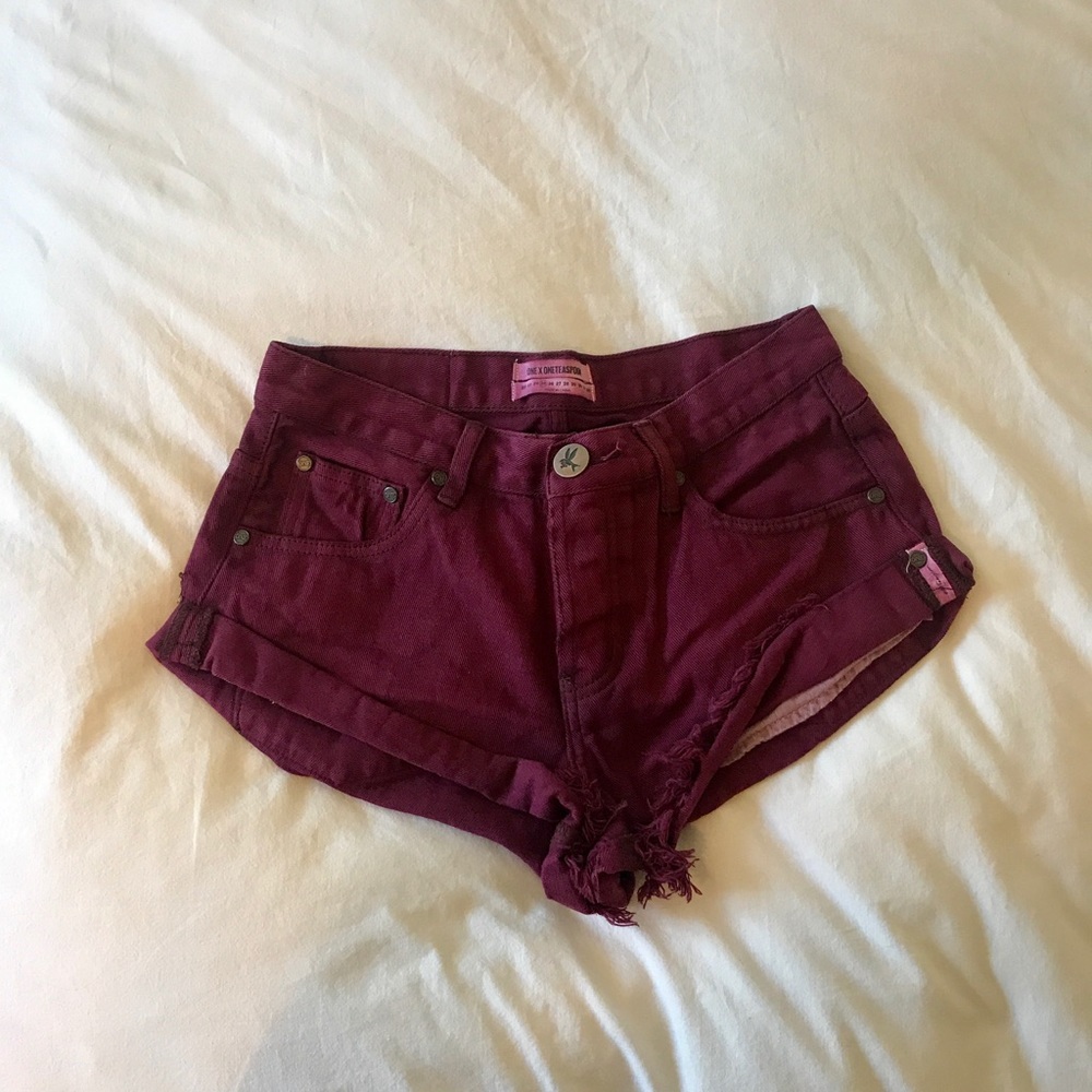burgundy red one teaspoon bandit shorts