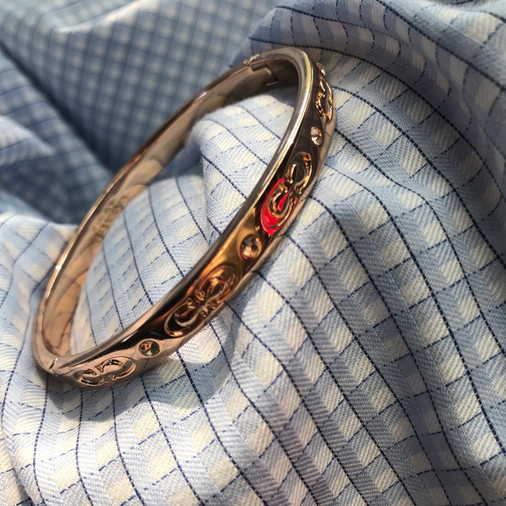 Coach Rose Gold Hinged Metal Bangle