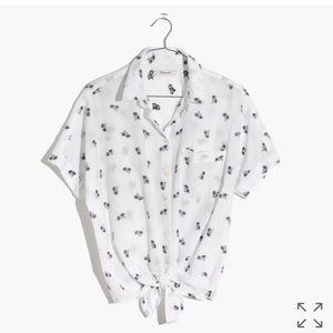 short-sleeve tie-front shirt
