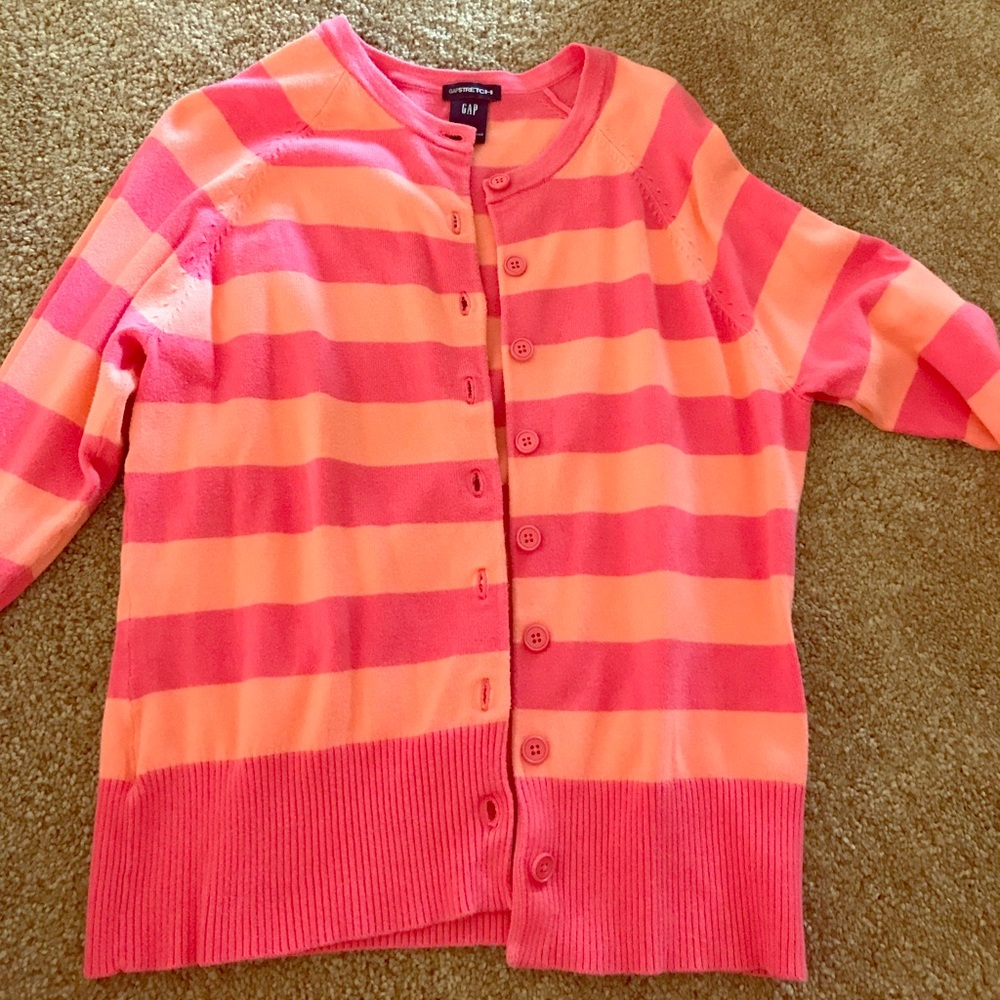 ¾ sleeve striped cardigan