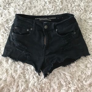 Black jean shorts