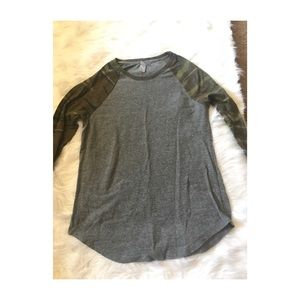 Grey & Camo Baseball T