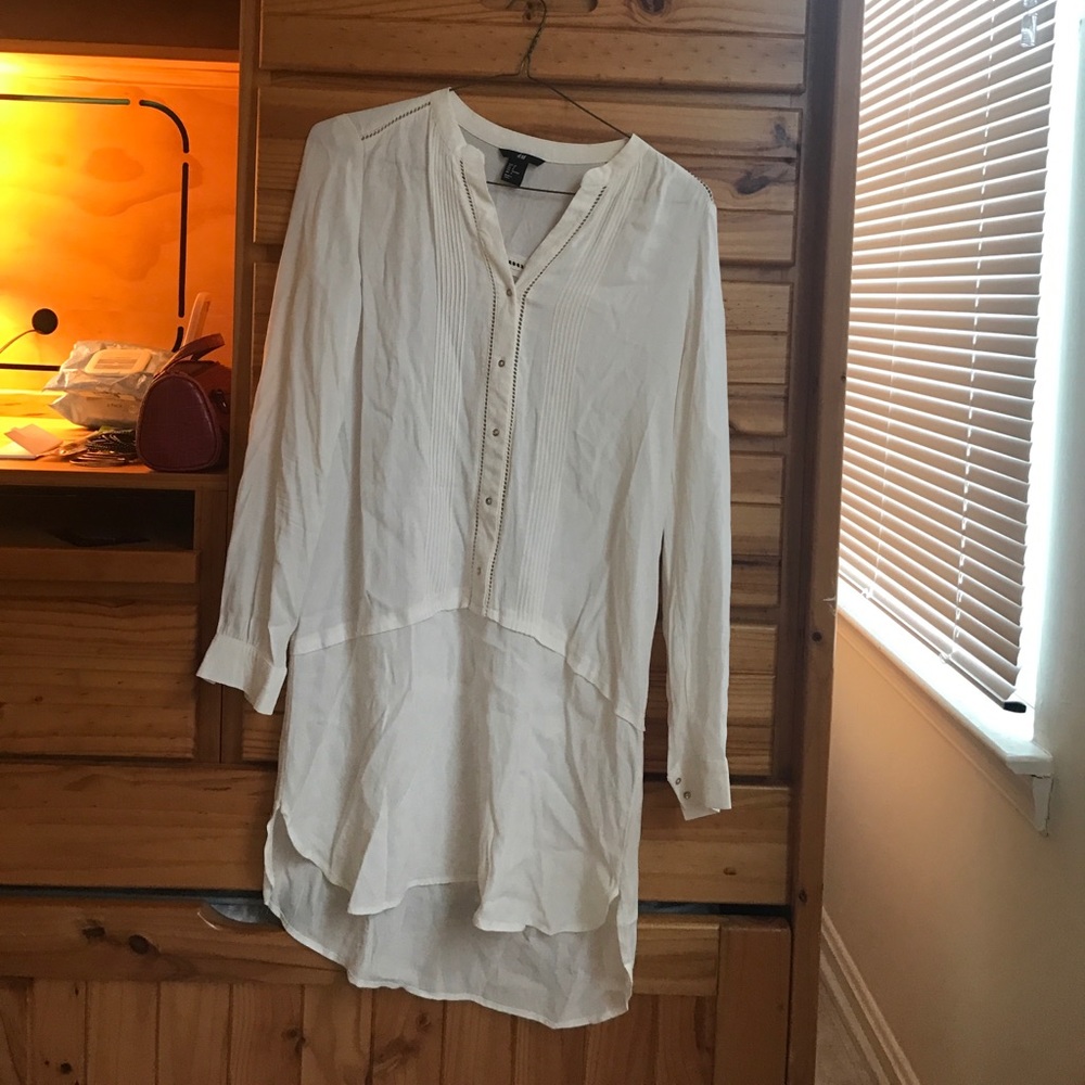Long sheer cream blouse perfect for summer