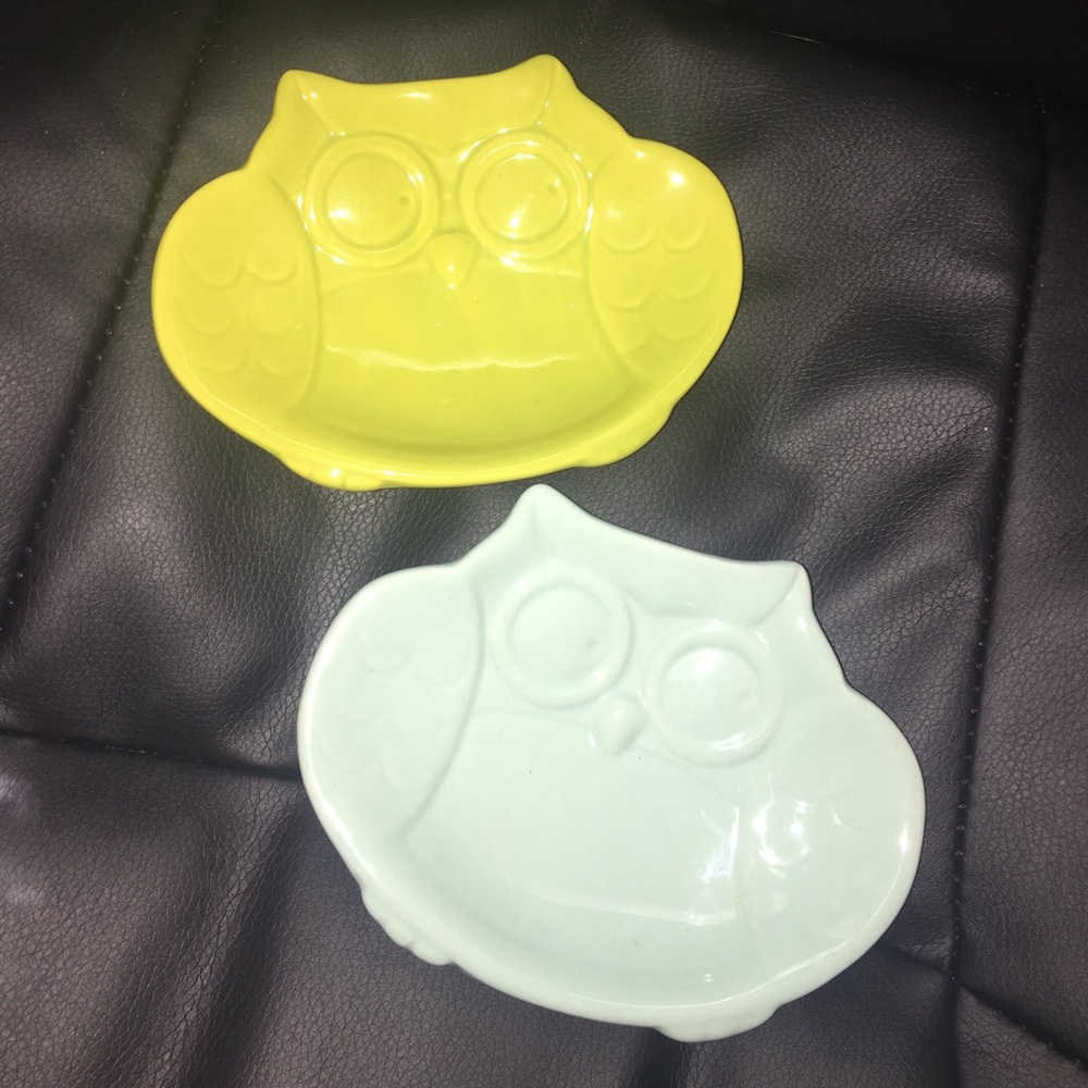 Set of 2 owl dishes