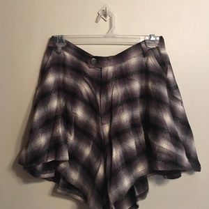 Unif X UO high waist flannel. short shorts.