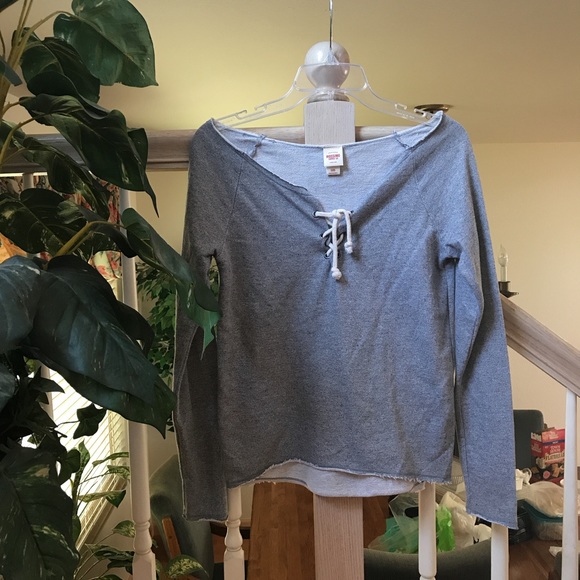 Sweaters - lace up off the shoulder sweater