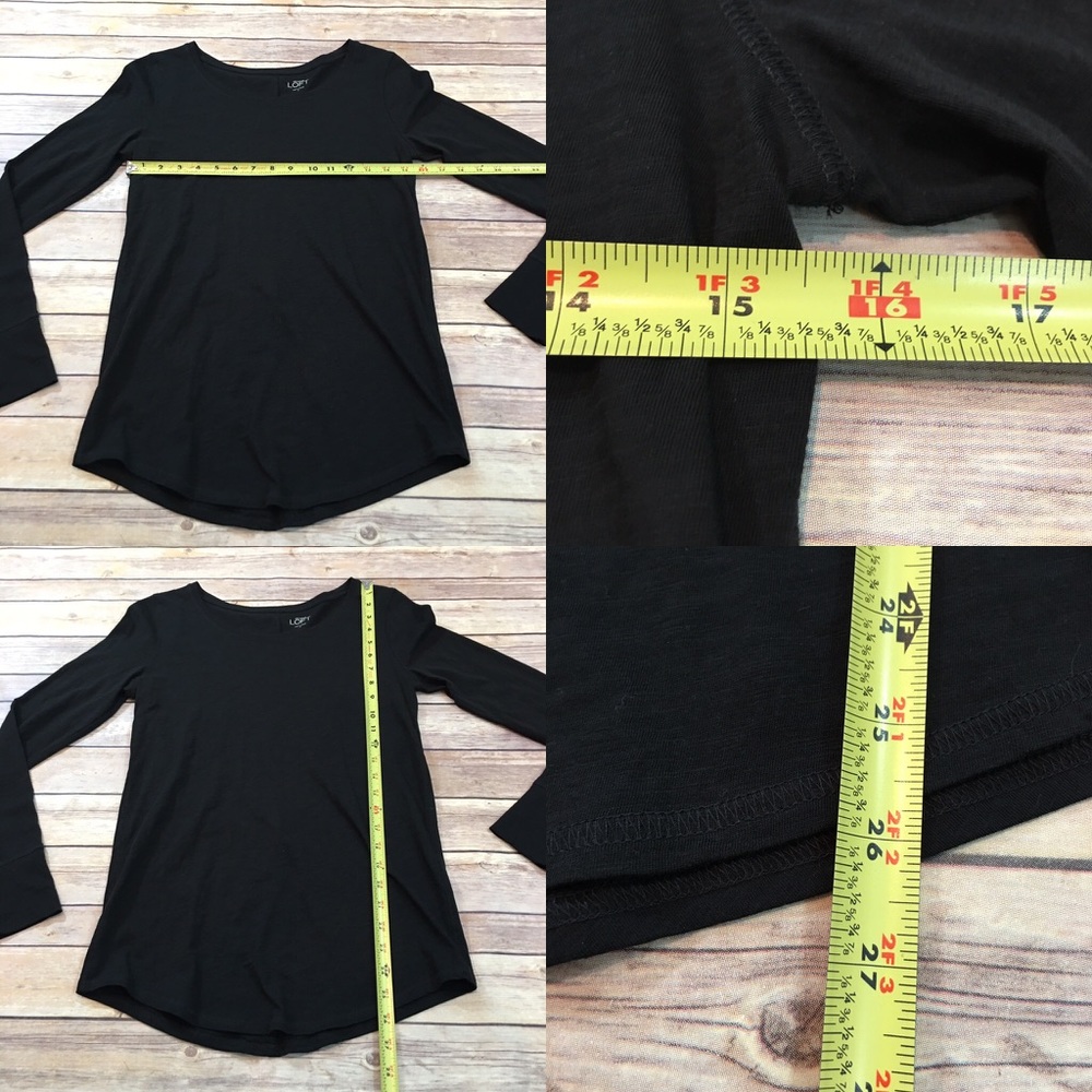 SOLD 💟Sz Small LOFT Curved Hem Long Sleeve Top - Picture 2 of 8