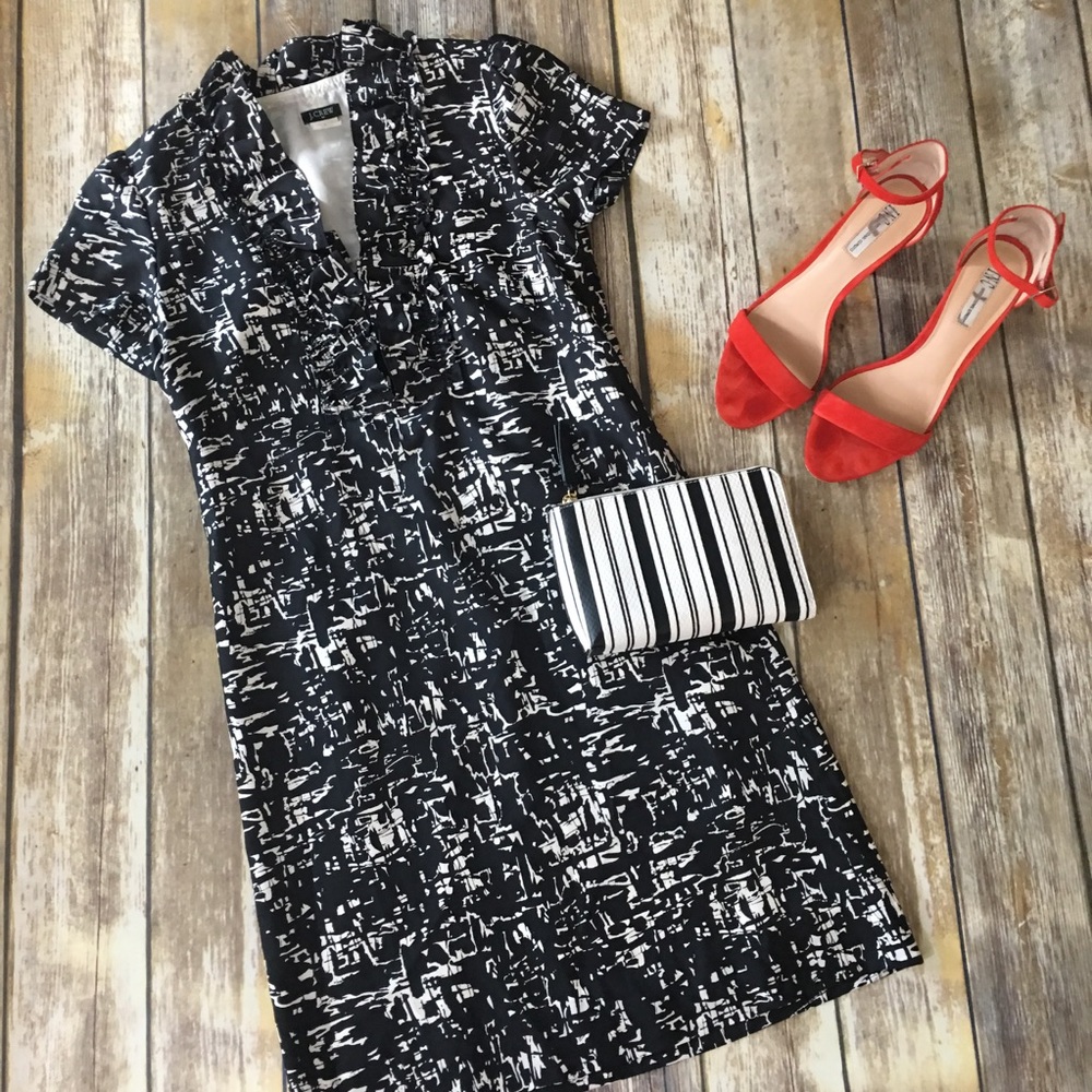 J.Crew Black and White Shift Dress, Size 2