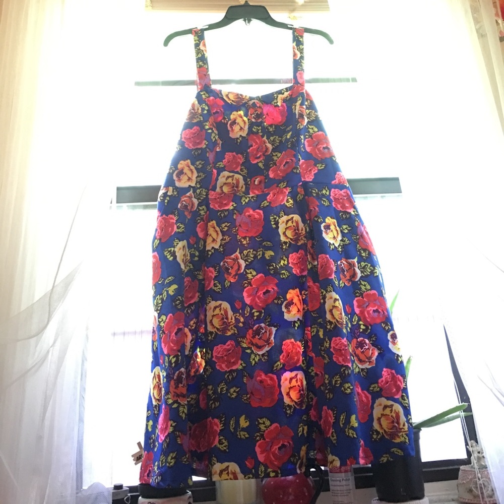 Blue, multi color floral dress