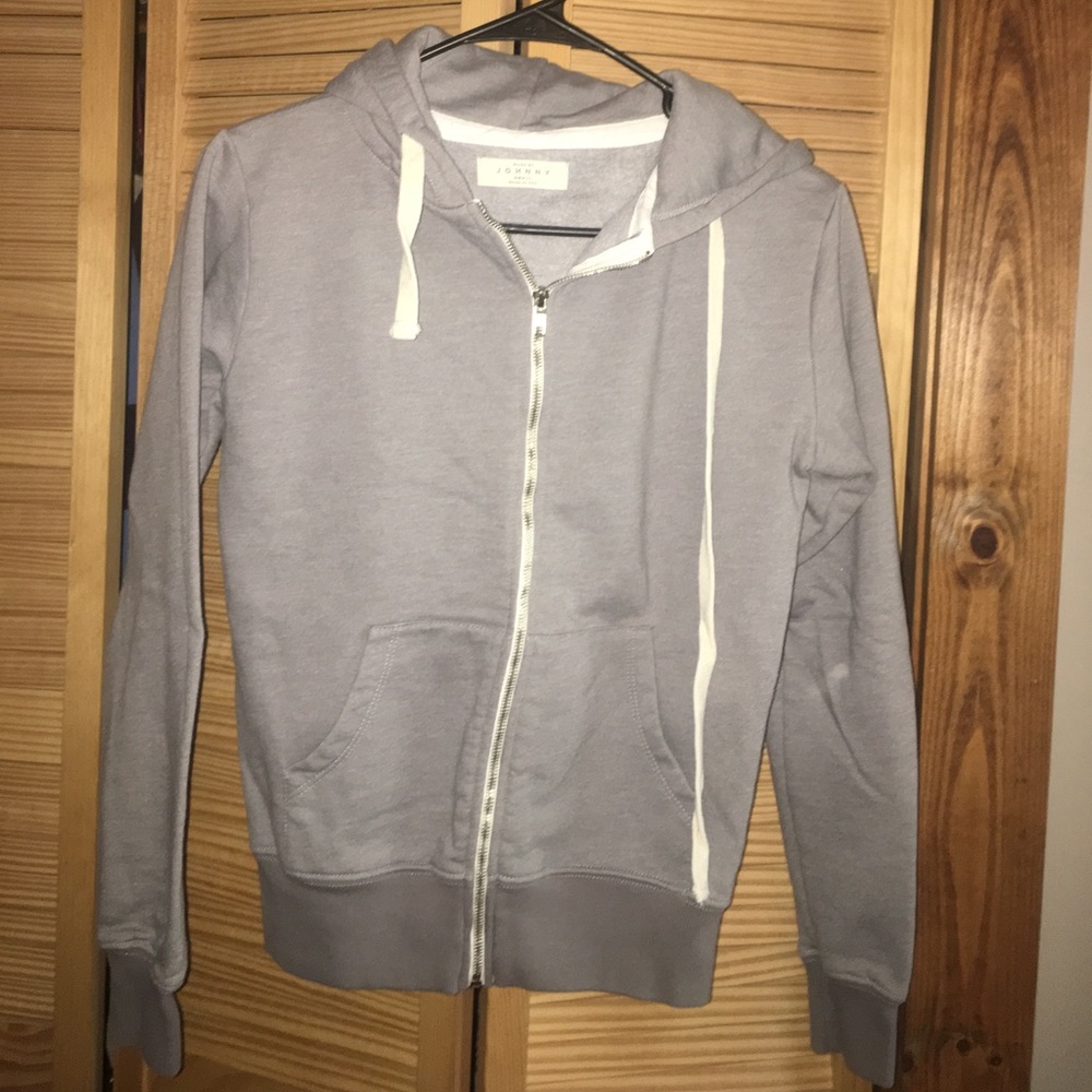 Gray hooded zip-up