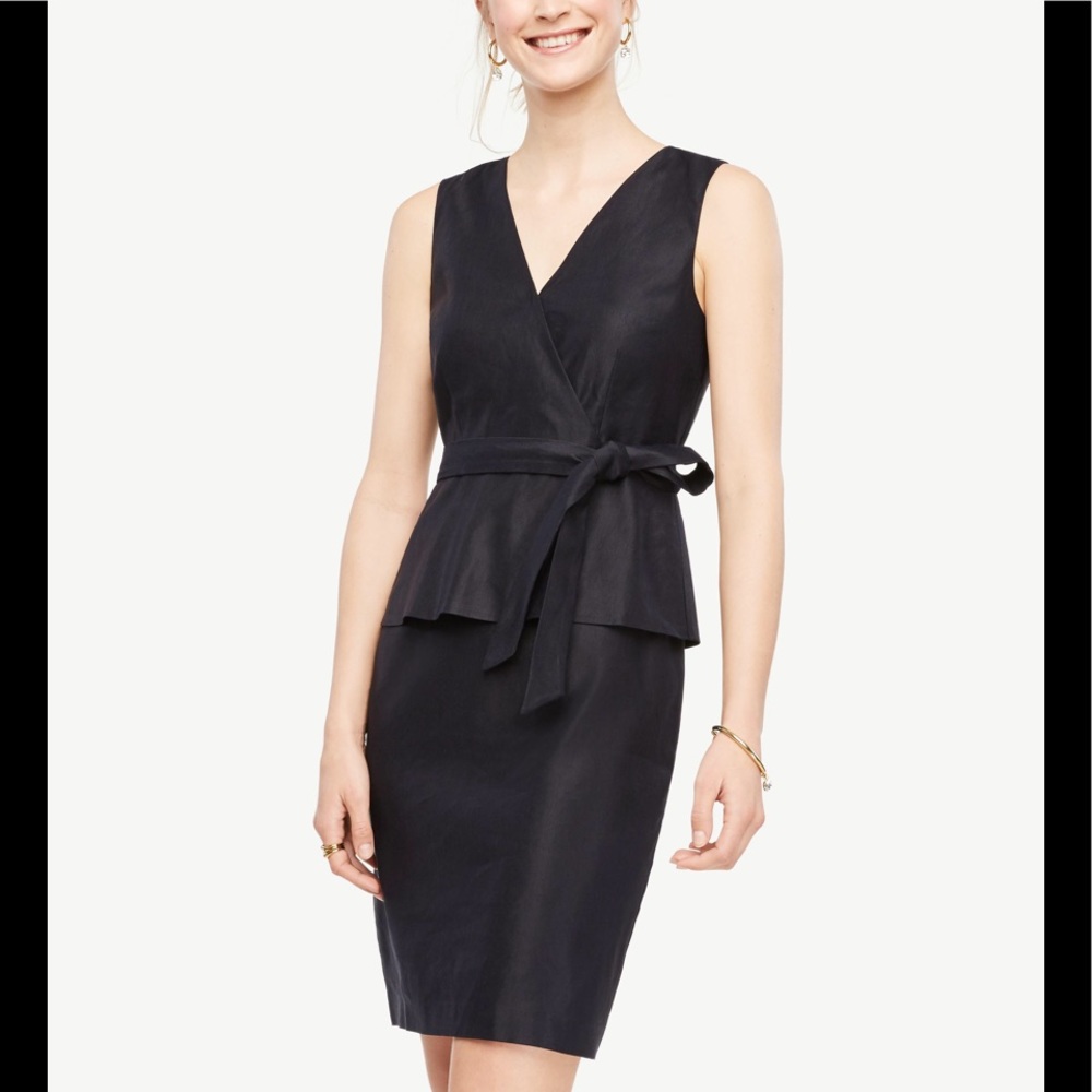 Ann Taylor belted peplum sheath dress