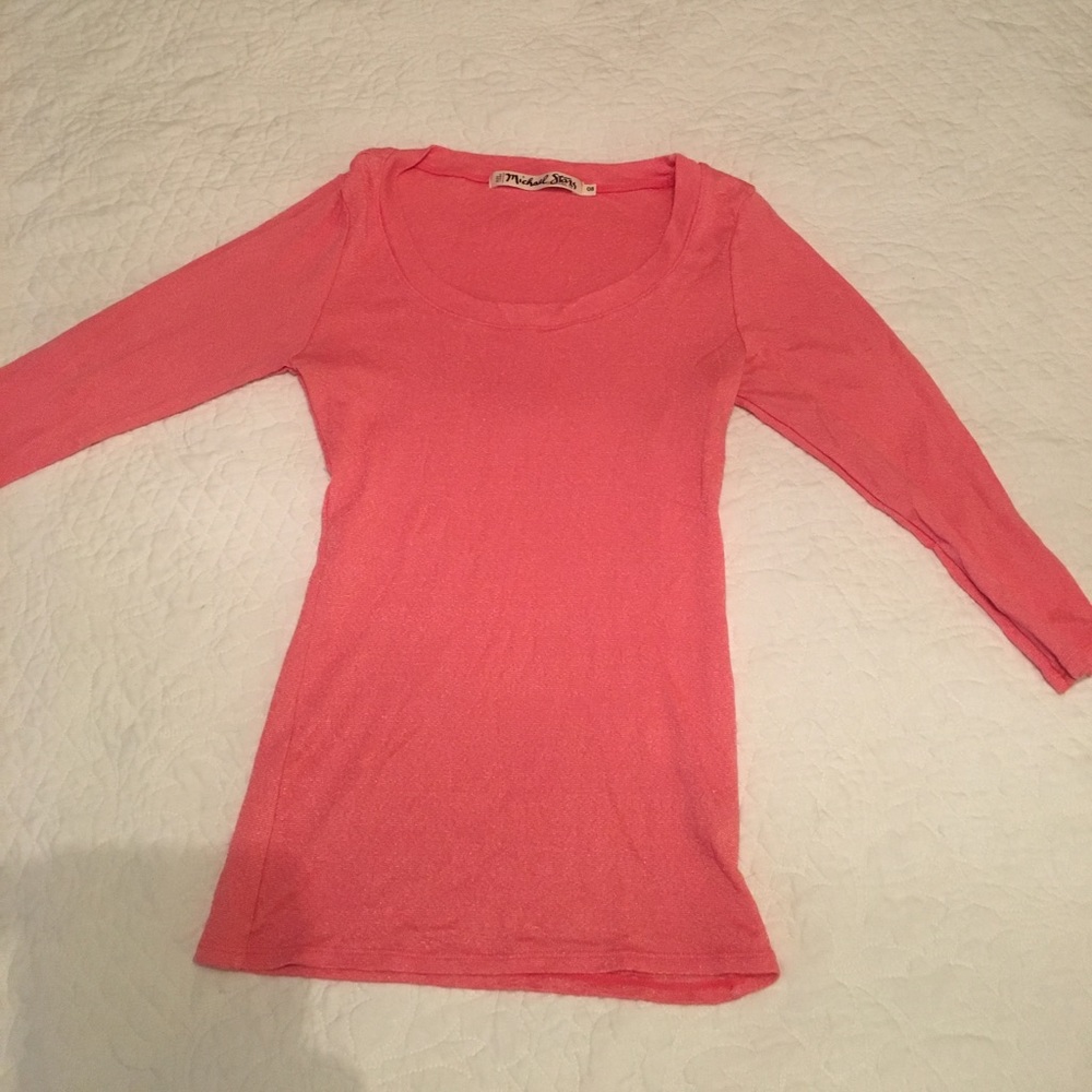 Michael Stars pink quarter length sleeve tee