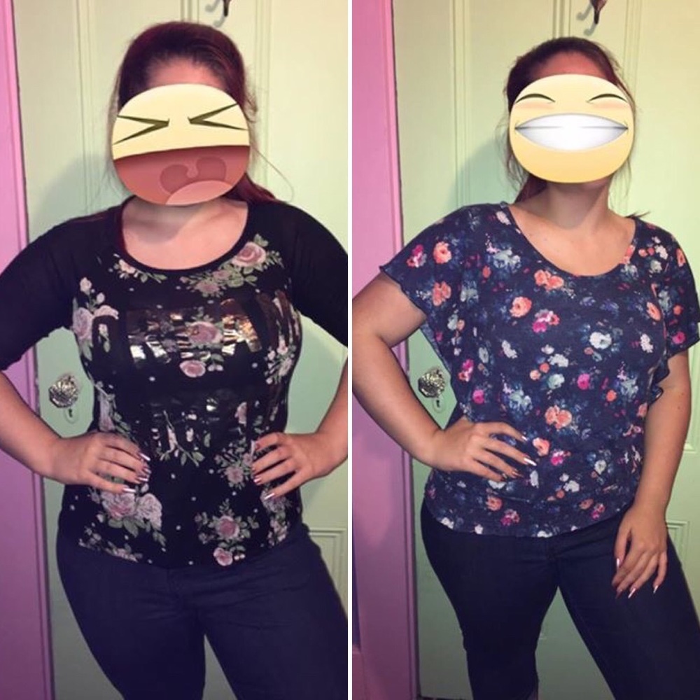 2 Floral flower tops Jrs Sz L