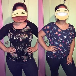 2 Floral flower tops Jrs Sz L