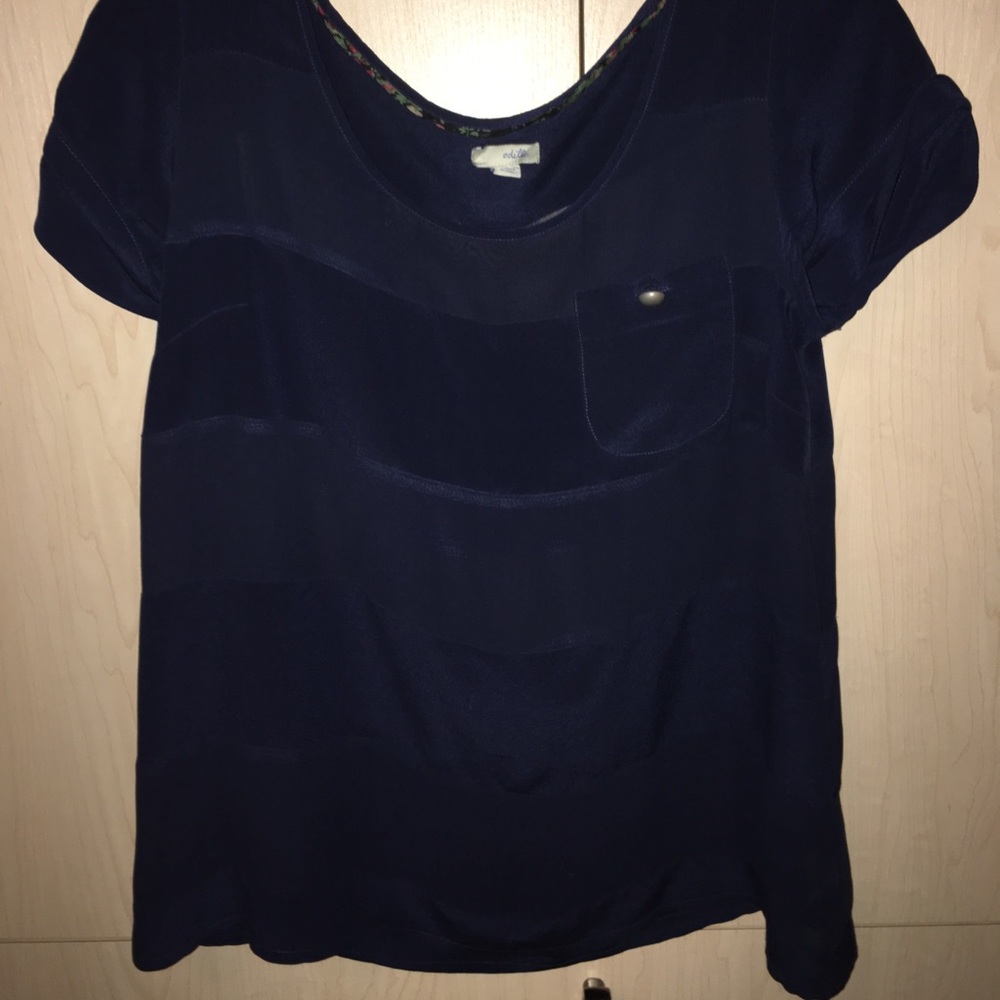 Odille sheer blue silk T-shirt blouse