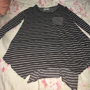 Black and white striped flare out long sleeve