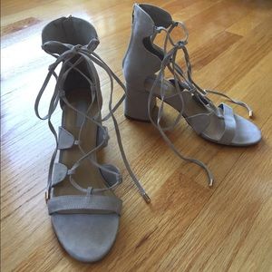 Gray lace up heels