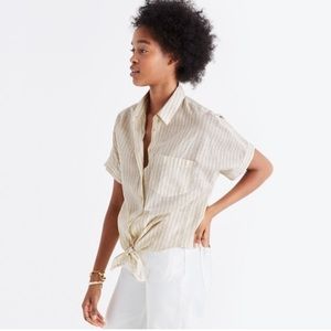 short-sleeve tie-front top