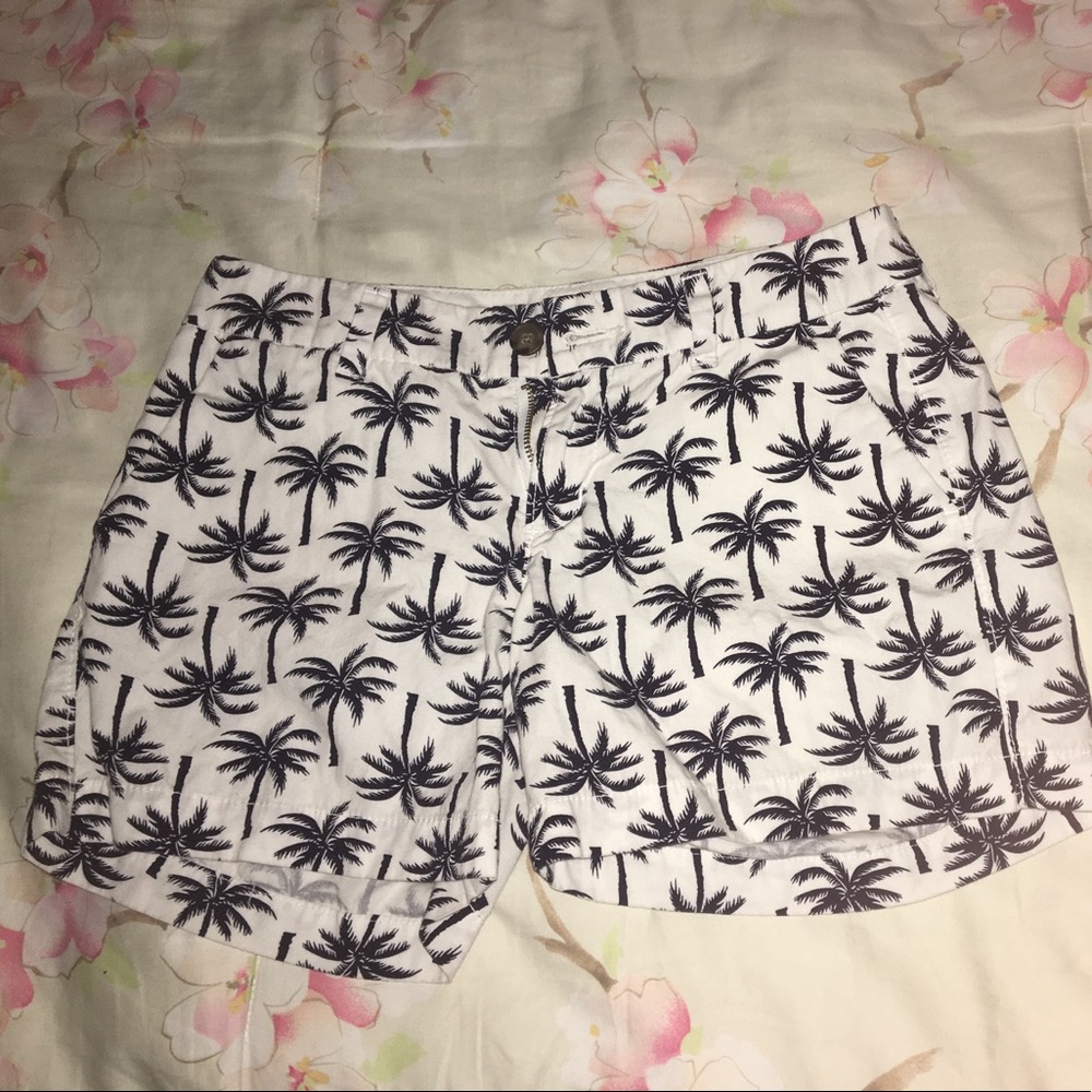 Navy and white palm tree shorts