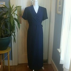 Virgo Women's Navy Blue Vintage Maxi Dress