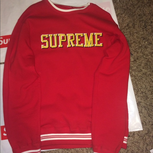 Supreme Felt Shadow Crewneck Red XL 17ss supreme felt shadow crewneck