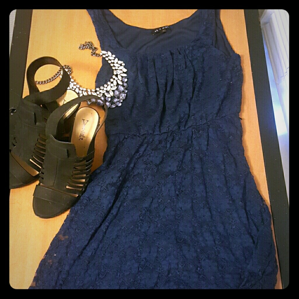 Lace royal blue dress