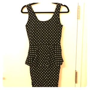 Peplum Fitted Polka Dotted Dress
