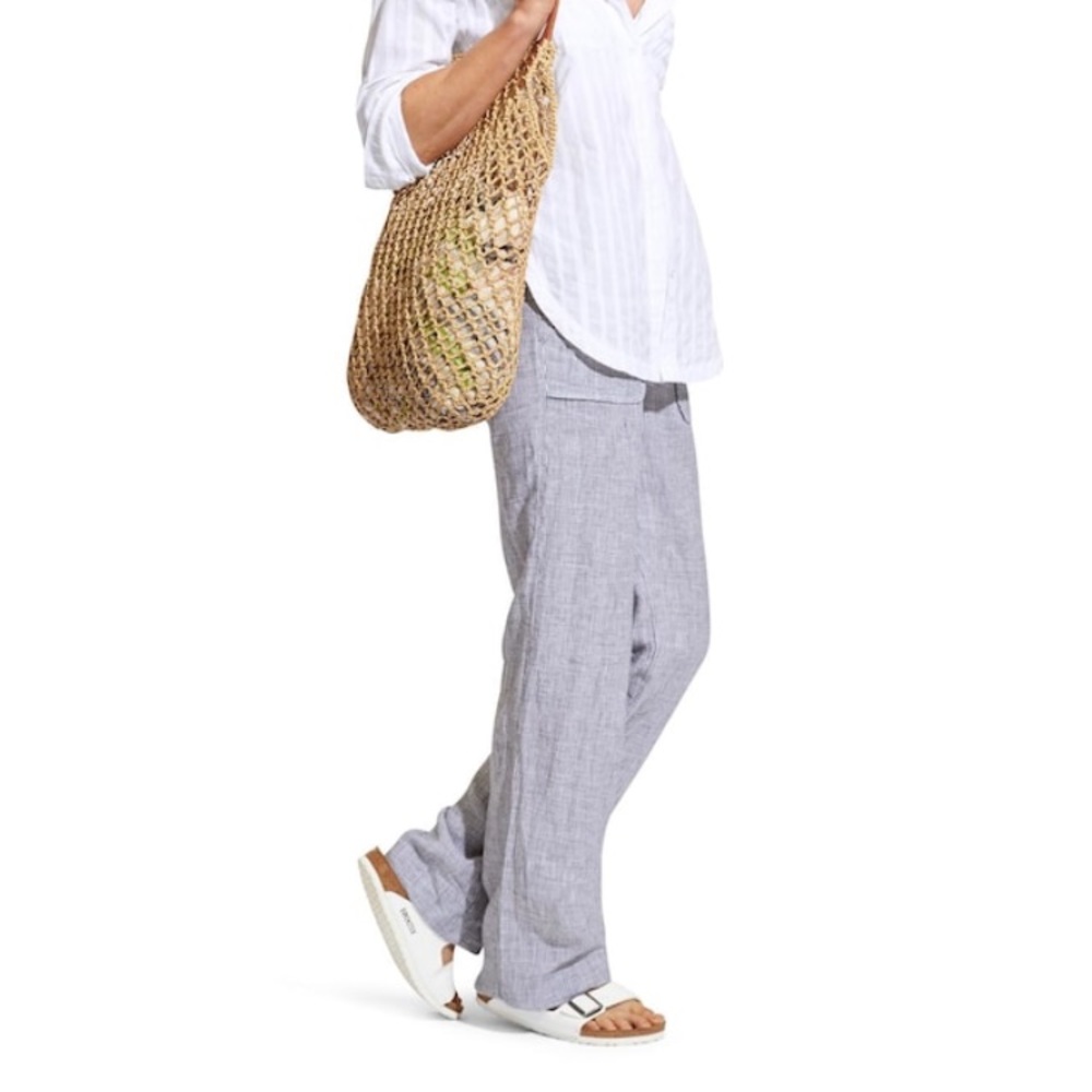 Athleta Blue and White Striped Linen Pants!