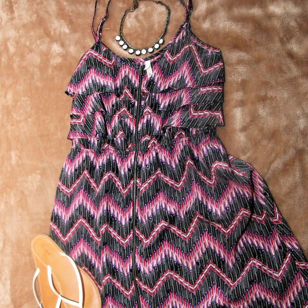 Purple Boho Zipper Dress