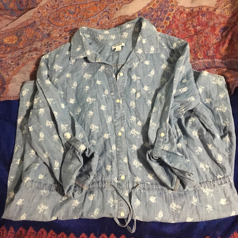 Old Navy floral pattern denim dress! EUC