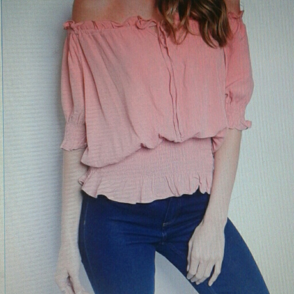 Off the Shoulder Short Sleeve Peasant Top