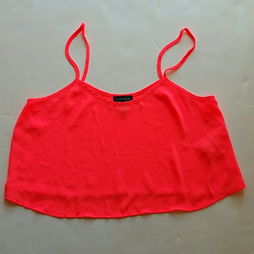 Top Shop Cami top pink fluorescent neon SZ 8
