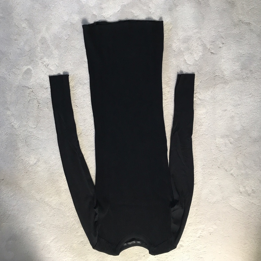 Zara Black Ribbed Bodycon Dress - Picture 2 of 2